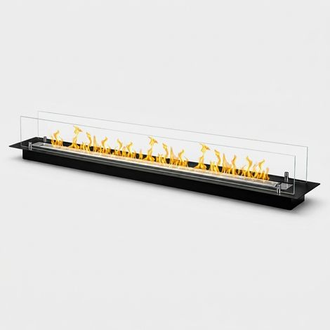 Brûleur De Cheminée À Bioéthanol Intégré Avec Foyer Bio En Verre De 120 Cm