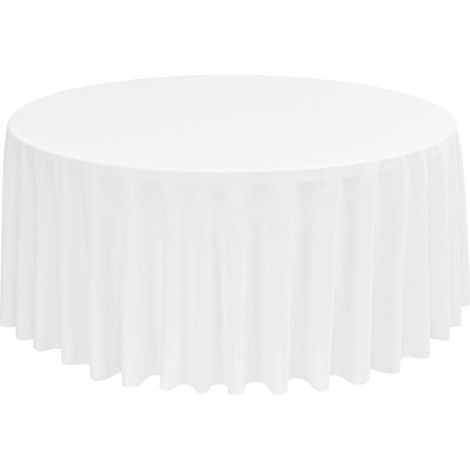 Runde Tischdecke 229 cm Weiß Polyester, Pflegeleicht & Knitterfrei
