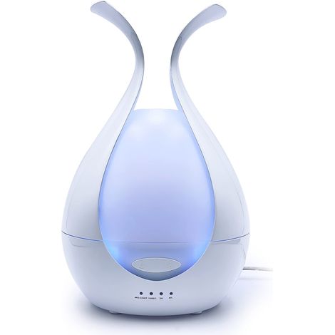 Diffuseur ultrasonique pour huiles essentielles avec 4 heures de diffusion continue et 14 couleurs LED, blanc pur (1/5)