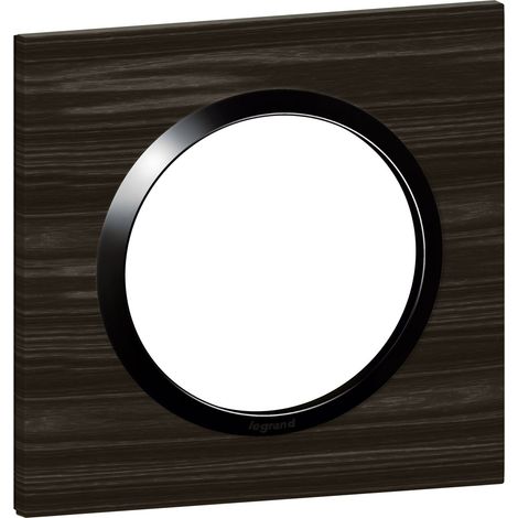 Legrand – Plaque carrée Dooxie 1 poste – Finition effet bois ébène – Montage facile avec encoche latérale – Compatible avec mécanismes Dooxie