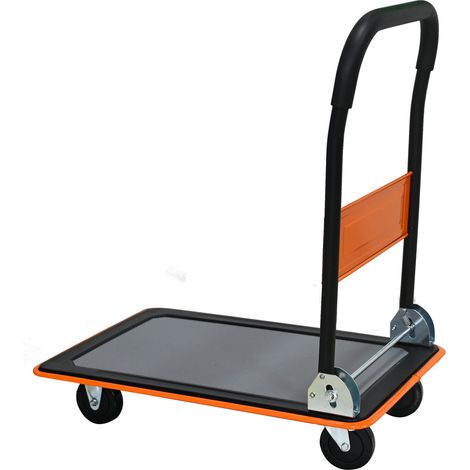 Carrello piattaforma pieghevole in acciaio arancione, 150 kg, ruote girevoli a 360° (1/4)
