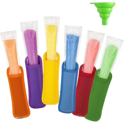 Sacs Popsicle, 150Pack Ice Pop Pouch, 6Pack Sacs de Sucettes Glacées, réutilisables DIY Popsicle Pochettes avec Entonnoir Vert (28 x 5.5 Cm) (1/5)