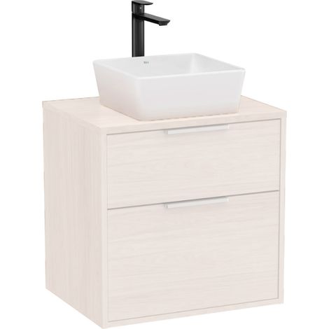 Meuble "OPTICA" 600 - 2 tiroirs pour vasque à poser (non incluse) - Blanc Mat - Roca (1/2)