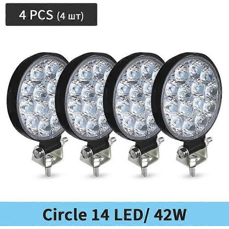 Projecteur de travail LED 42 W pour camion 4x4 tout-terrain, 12/24 volts, 42 W, 3,3 pouces (0,140 pouce). (1/5)