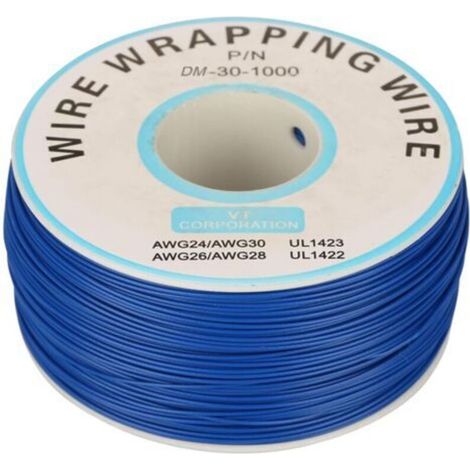 200m Rouleau de Câble Électrique 0.25mm 30AWG 80℃ Câble de Test Isolant PVC Fil Électrique en Cuivre Etamé à un Noyau pour Wrapping, Bleu