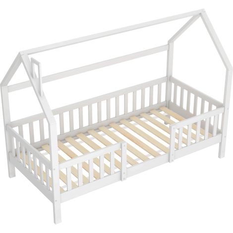 GagaGagaLit cabane enfant cheminée 90x200 cm blanc (1/5)
