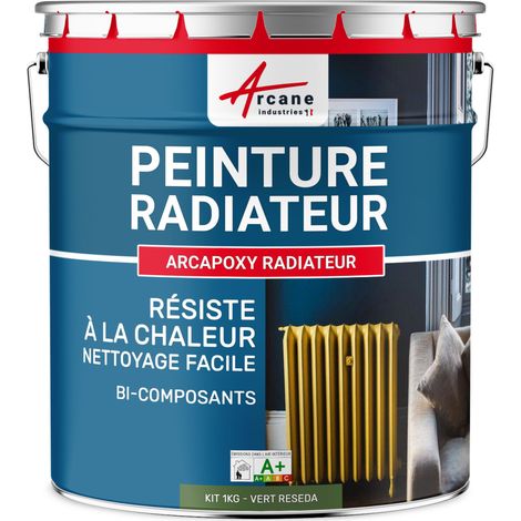 Peinture radiateur, fonte, acier, alu, chauffage, toutes couleurs, peinture radiateur - 1 kg (jusqu'à 5 m² en 2 couches) Vert Réséda - RAL 6011 - ARCANE INDUSTRIES (1/5)