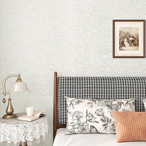 Papier Peint Blanc Mur Effet Béton 40CMx5M Adhésif Imitation Béton Pour Salle de Bain Cuisine Lavable Décor Mural Blanc (1/5)