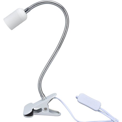 Weiße Tischlampenfassung E27/E26, einteiliger weißer Lampenkopf, 360° verstellbar, robustes Material, Klemmfassung, 100–240 V, EU-Stecker (1/5)