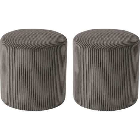 Lot de 2 poufs velours côtelé gris 35cm Casita SNAW