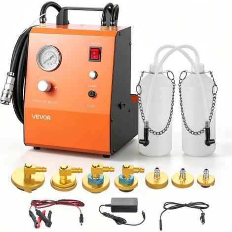Purgador de Frenos Eléctrico, Presión Ajustable de 0,6-3 bar, Máquina Automatizada para Cambio de Líquido de Frenos de Coche, con 7 Adaptadores, Compatible con la Mayoría de los Vehículos