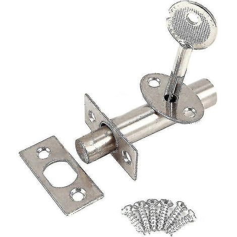 Lot de 2 verrous de sécurité en acier inoxydable pour porte, compatibles avec les serrures à clé étoile, robustes et sécurisées. (1/4)