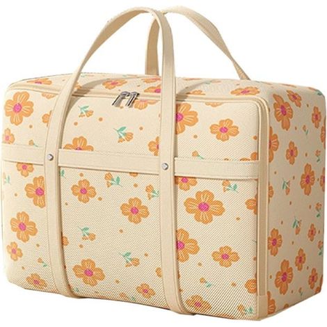 Ampia borsa portaoggetti pieghevole, portatile, resistente e spessa, con cerniera e maniglia, ideale per la biancheria da letto. (1/5)