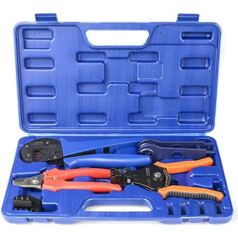 Kit d'outils de sertissage solaire, outils de sertissage avec coupe-fil, pince à dénuder, pince à sertir, pince à sertir pour connecteurs solaires 2,5/4/6.0mm² Système solaire PV (1/5)