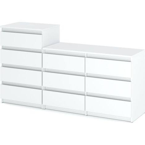 Commode enfant 10 tiroirs – 64 cm – Blanc mat – Panneau de particules – Capacité tiroirs 20 kg – Design scandinave
