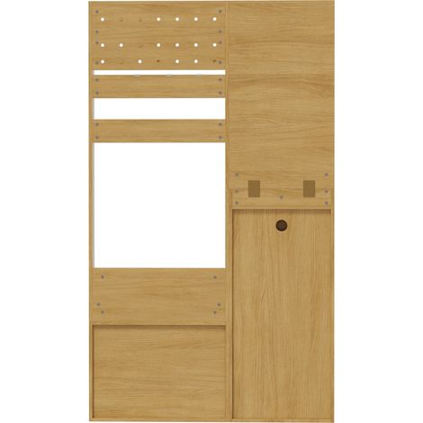 Porte-manteau multifonction en bois avec miroir, étagères et crochets réglables, 105 cm (1/5)