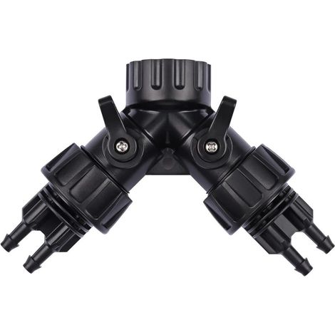 Raccord Connecteur adaptateur de tuyau d'irrigation goutte à goutte de 6,35 mm vers connecteur adaptateur de robinet, répartiteur en Y à 2 voies pour tuyau d'arrosage de 1,9 cm vers tuyau