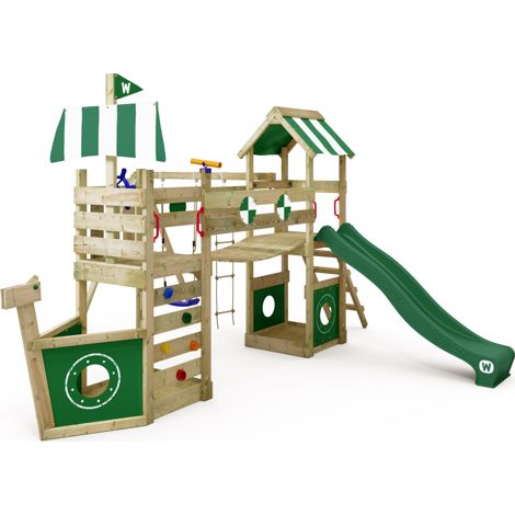 Wickey StormFlyer garden play set with swing and sandpits in green