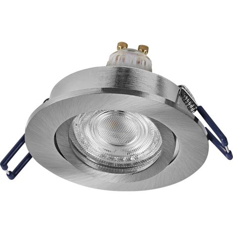 Spot Set Spot LED encastrable flexible 4,5 W nickel satiné, 2700 K, aluminium, fixation par clic pivotant, lot de 3 (1/4)