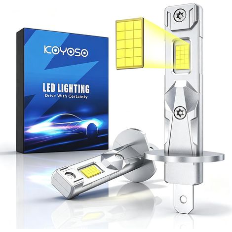 Ampoules H1 LED 32000LM 110W pour 12V Automobiles, 6500K Blanc,2PCS  Newly Upgraded 30 LED Chips,1:1 Size, CANBUS Ready,IP68,Plug (1/5)