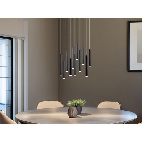 LED Pendelleuchte TUBULAR mehrflammig rund Schwarz - 3 Stufen dimmbar, Ø 40cm (1/5)