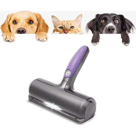 Sweeper Brush - Brosse anti poils animaux - Ramasse poils chat et chien - Violet et Gris - Pour Canapé/Vêtements (1/4)
