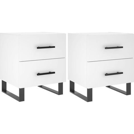 Maison Exclusive - Mesitas de noche 2 uds madera ingeniería blanc (1/5)