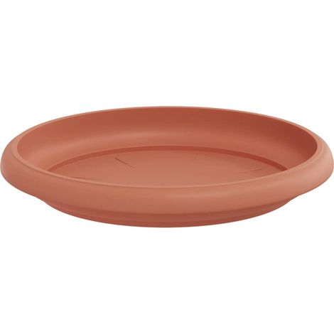 Juego de 24 bandejas redondas modernas para flores 14 x 2 cm ergonómicas para uso interior/exterior plástico rojo ladrillo 020059346 (1/5)