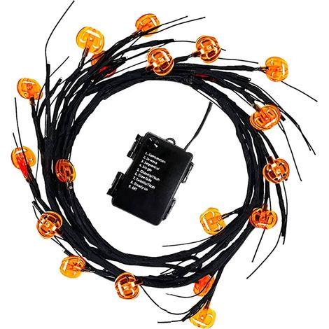 Luminaire Décoratif Halloween - Arbre Lumineux LED en Rotin Simulé - Intérieur Extérieur - Hauteur 1,8 m - Alimentation Piles AA ×3 - Lot de 1 (1/4)