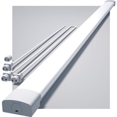Modlicht Tube LED étanche Blanc 150cm 45W 5000K–avec câble de connexion,PC,IP65,Éco 70%,ultra‑plat Réglette LED pour garage atelier cave [Classe E] (1/5)