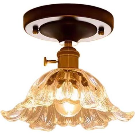 Plafonnier rétro LED - Lumière chaude, suspension encastrée en verre, éclairage décoratif pour couloir, convient aux salons et aux chambres (1/5)