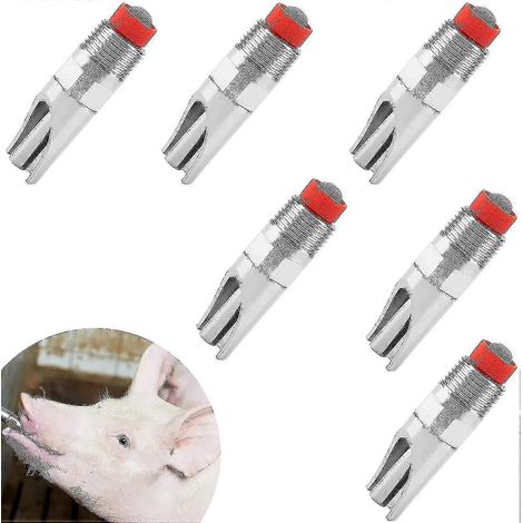 Abreuvoir automatique en acier inoxydable pour porcs (lot de 6), type bec de canard, avec filtre. Distribution automatique d'eau. (1/3)