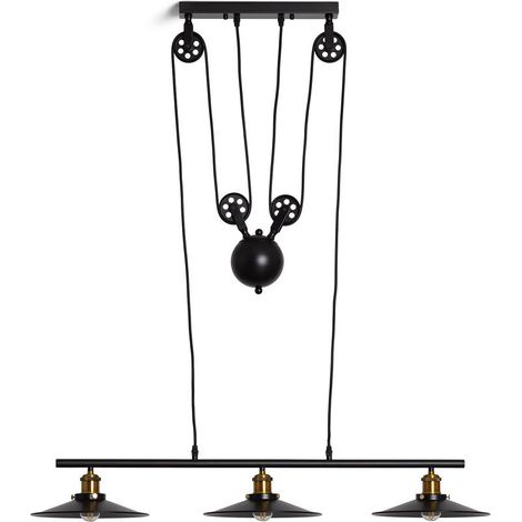 – Suspension métal Pusaka noir – Câble de suspension réglable – Compatible ampoules E27 – Design élégant pour espaces variés (1/5)