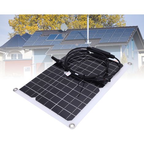 Conjunto de panel solar con controlador de carga – Cargador solar IP65 de 15W/18V para camping y caravanas, fabricado en material de silicio monocristalino-ABS. (1/5)