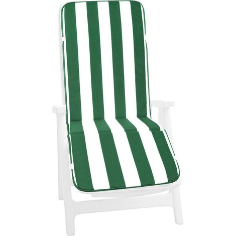 Cuscino Sdraio Poltrona Morbido A Righe Copri Lettino Prendisole Pieghevole 100% Made In Italy - Verde