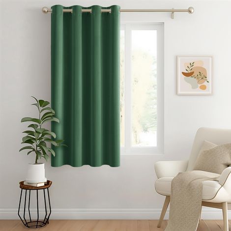 Rideau Occultant Thermique Oeillets Lot de 1 140x175cm Vert Foncé (1/5)