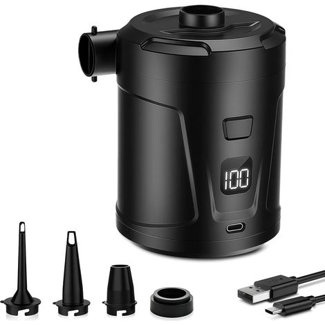 Rechargeable Electric Air Pump 3600/5200 mAh, Mini Portable Electric Air Pump, Fast Inflation/Deflation, with 5/4 Nozzles, for Mattresses, Swimming Pools (1/5)