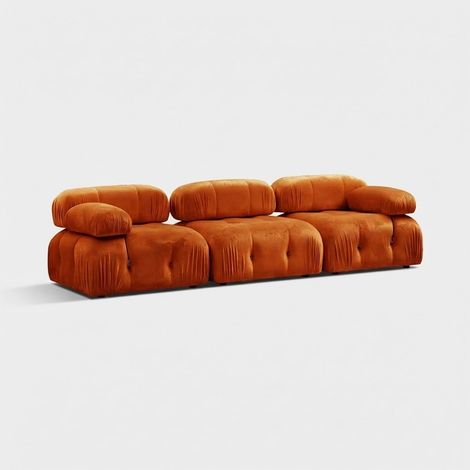 Canapé modulable 4 places en velours orange Bubble 3SV (1/5)