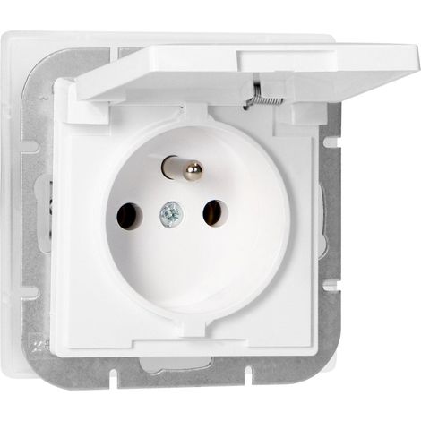 Prise Encastrée 2P+T 16A 250V avec Clapet - Blanc - SILAMP (1/2)