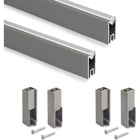 Kit tube de penderie, 0,75 m, Titanium, Aluminium et Plastique, 1 kit (1/5)