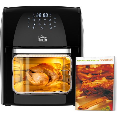 12L 8 in 1 Digital Air Fryer Oven with Roast, Bake, Dehydrate, 8 Preset Modes, Rapid Air Circulation, Timer, Inner Light, Memory Function, 1800W, Dish Wash Accessory, Black