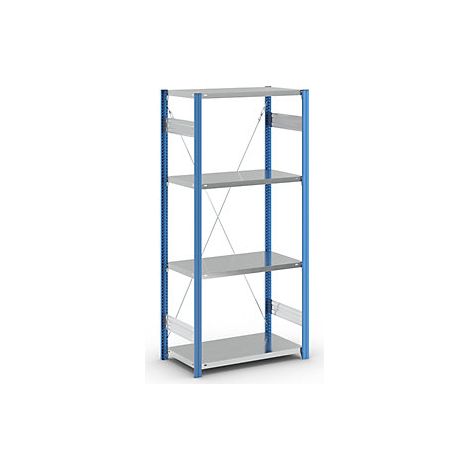 Estantería ensamblable con balda azul / galvanizada altura de