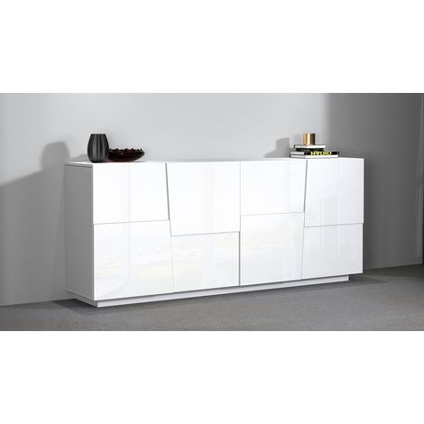 Credenza 4 Ante 200x44x86 cm Pongo 4A Bianco Lucido (1/5)