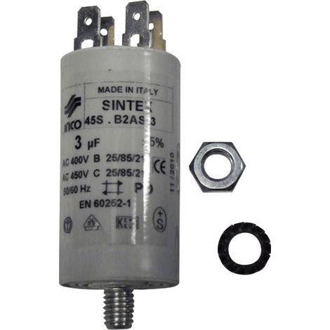 Condensateur 3µF d'origine (481912118102) Lave-vaisselle AEG, ARTHUR MARTIN, ARTHUR MARTIN ELECTROLUX, ASPES, BAUCKNECHT, BAUKNECHT, BEKO, BOSCH, BRANDT, EDESA, ELECTROLUX, FAGOR, FAR, FAURE, GAGGENAU