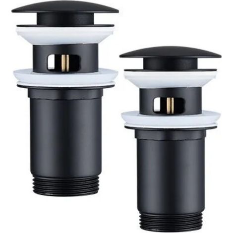Bonde de Lavabo Pop-up avec Trop-plein Automatique Universelle Vidage pour Vasque Baignoire Salle Bain Équipé Panier-filtre 2pcs Noir (1/5)