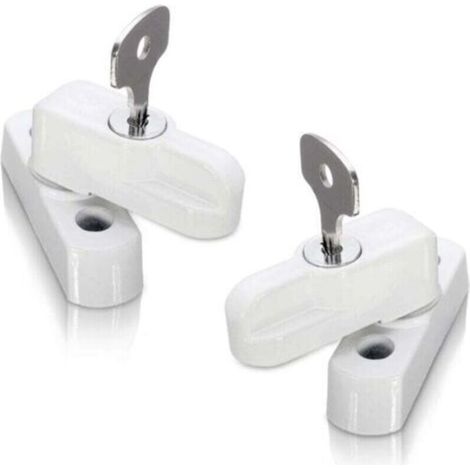 Bloqueurs de porte et de serrures de fenêtre pour portes, fenêtres en PVC et pour portes françaises, bloqueurs de châssis pour portes et fenêtres à double vitrage (Lot de 2, blanc) (1/4)
