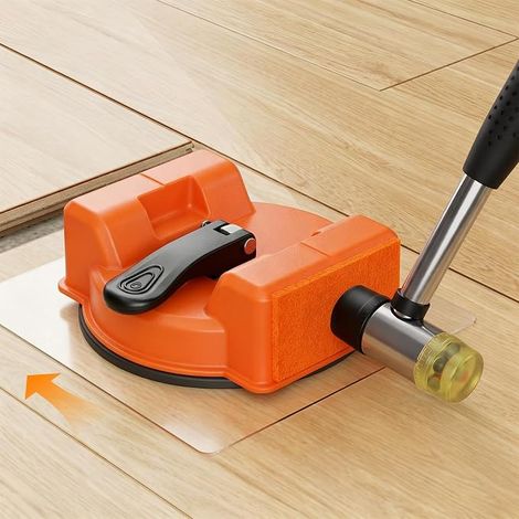Floor Repair Tool Heavy Duty Suction Cup Flooring Floating Flooring Laying Tool Laminate Floor Fixer Grip Tools with Hammer and 5 Adhesive Pads for Vinyl Tiles (1/5)