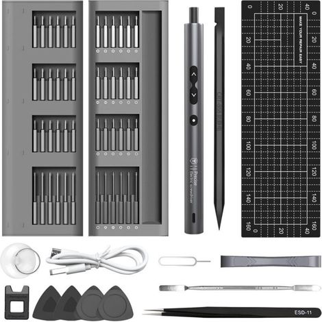 Kit di Cacciaviti di Precisione, Cacciaviti di Precisione 62 in 1, Mini Trapano Elettrico con Luci LED, con Set di Cacciaviti per Elettronica, Orologi, Occhiali, Droni, PC MacBook (1/4)
