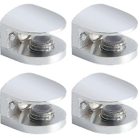 Lot de 4 supports pour étagères en verre, pinces de fixation réglables, fixations murales pour étagères en verre de 6 à 8 mm, accessoires de fixation pour salle de bain (1/5)