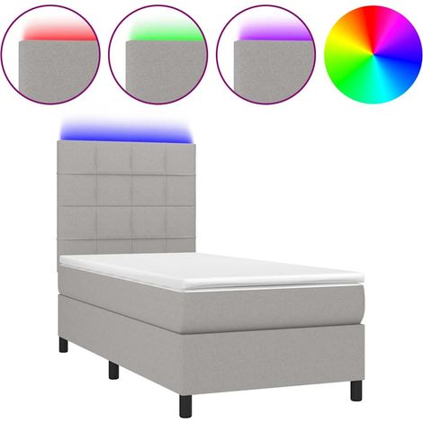 Maison Exclusive - Letto a Molle Materasso e LED Grigio Chiaro 100x200 cm Tessuto (1/5)